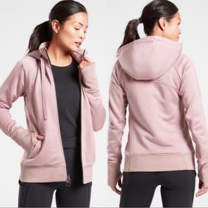 Athleta Women’s Sz Medium Pink Triumph Luxe Shine Sherpa Lined Full Zip Hoodie